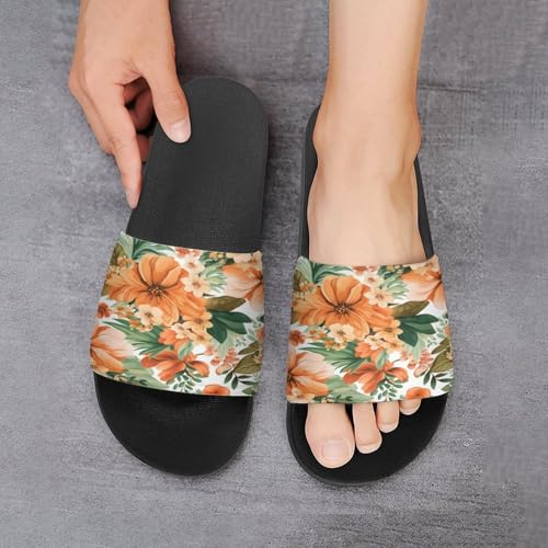 Chaussons à fleurs antidérapants avec semelle haute sécurité