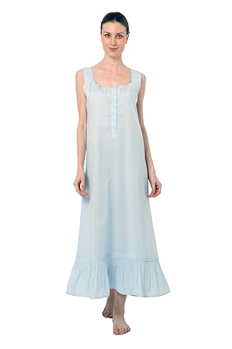 Miss Lavish London Blue Victorian Style Nightgown Sleeveless - Long