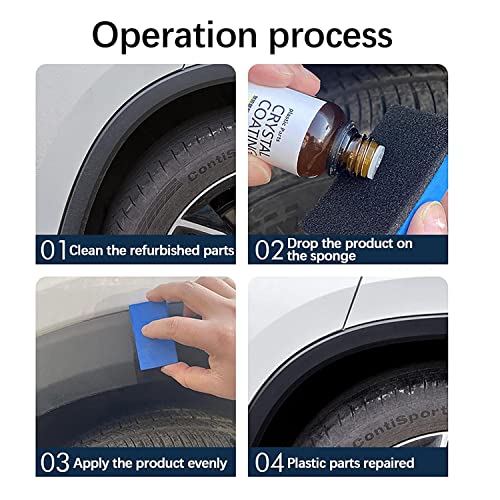 Crystal Coating For Car,Cristal Coating Para Plástico Del Carro,Car Plastic Parts Crystal Coating,Plastic Refresher Car Interior Plastics Restorer,Long Duration Plastic Parts Refurbish Agent With Spong (3Pcs) #TOP6