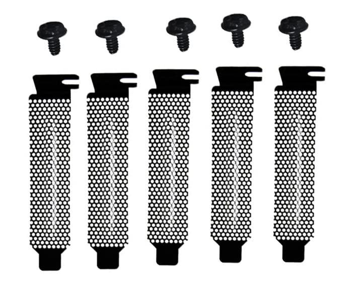 REFURBOY 5pcs Low Profile Black PCI Slot Cover Dust Filter Blanking Plate Hard Steel with Screw