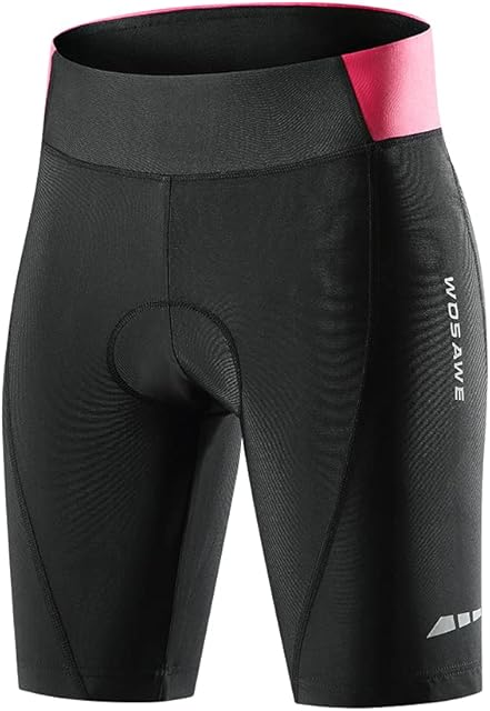 WOSAWE Shorts de ciclismo feminino acolchoado 3D cintura larga compressão para bicicleta