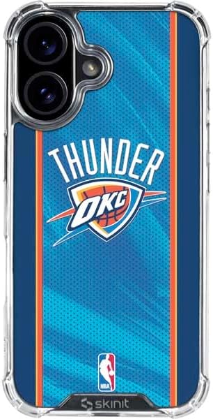 Skinit Clear Phone Case Compatible with iPhone 16 - Officially Licensed NBA Oklahoma City Thunder Dark Rust Design