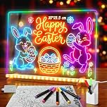 Oritzan LED Drawing Board, Light Up Acrylic Board with 13 Light Modes, Large Size 35x25 cm Includes Adapter, Magic Led Note Board with Stand&Hanging Chain Holiday Trend Gift for Kids
