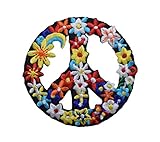 Peace Sign with Flowers - Embroidered Iron on Patch