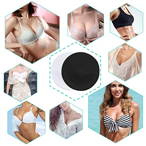 Topbine 3 Pairs Round Bra Pads Inserts Push Up Breast Inserts Sew In Bra Cups For Women (A/B 2 Black 1 White) #TOP6
