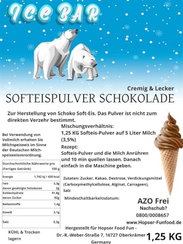 Softeis Pulver Schokolade 1,25 Kg Ice Bär Cremig und Lecker 1:5 für 6,25 Kg Eis – Bild 3