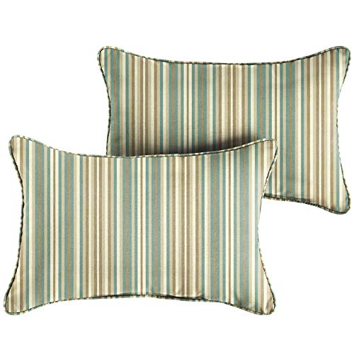 Sorra Home Sunbrella Gavin Mist Outdoor Pillow Set, 13 in x 20