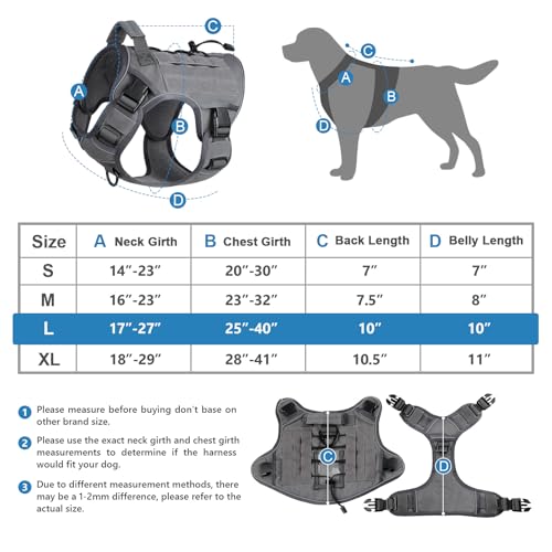 Wingoin Gray Large Tactical Dog Harness No Pull Adjustable Reflective K9 Military Gray Dog Vest Harnesses With Easy Control Handle For German Shepherd Service Dog thumb #1
