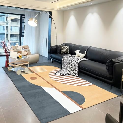 Kunsen Alfombra Sala De Estar 120x160cm Azul Y Amarillo,Diseño Moderno Simple Lavable para Room,Habitación Matrimonio,Terraza Exterior