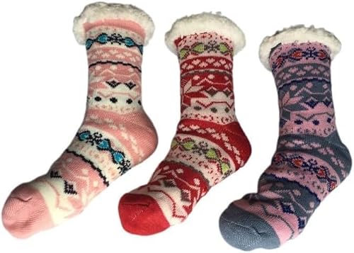 Fluffy Thermal Sherpa Indoor Slipper Socks Set of 4