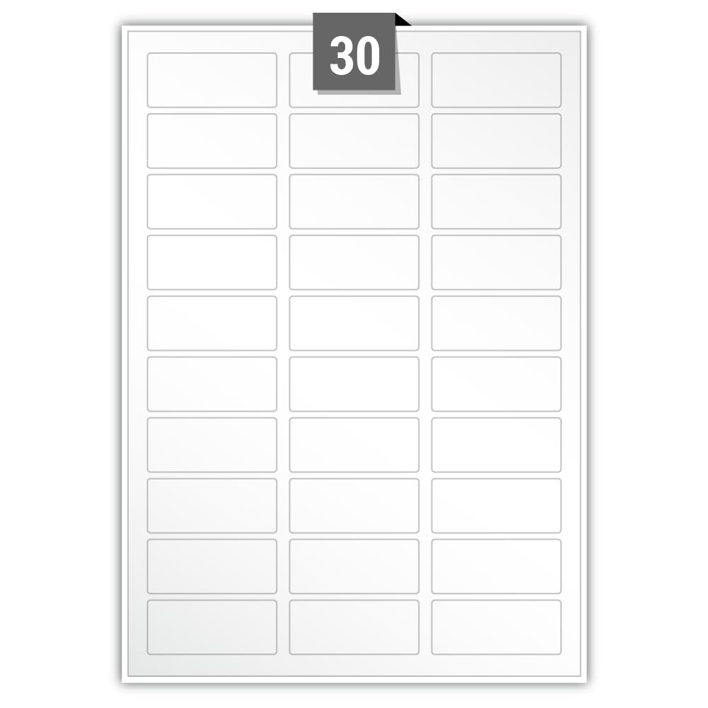 Matt Permanent Adhesive Dry Edge White Paper Labels 30 Rectangle Printable Labels per A4 Plain Sheet โ Label Paper Size 60.00 mm x 25.00 mm Ideal for Office, Packaging, Shipping