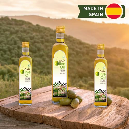 Image of GAIA Extra Virgin Olive Oil,250Ml Bottle Heart Healthy Superfood,Natural &Cold Extracted Olive Oil Ideal For Drizzling On Salads&Sauteed Vegetables Packed With Anti-Aging Benefits & Improved Digestion