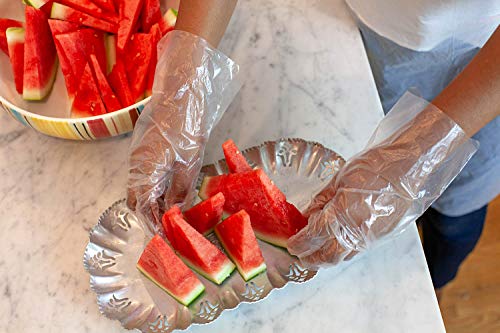 Disposable Food Handling Long Cuff Poly Gloves | One Size Fits Most, 525 per box (4 boxes) - 2100 pieces