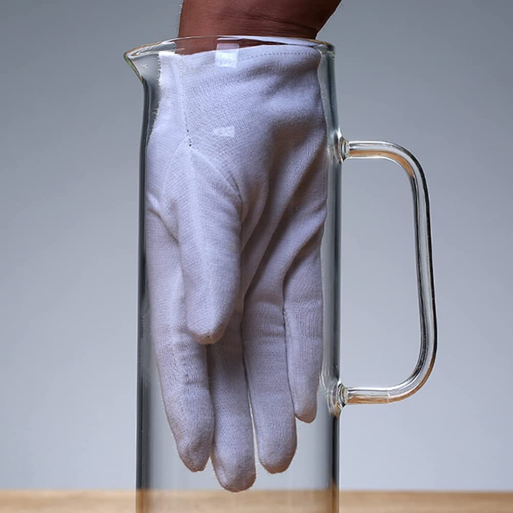Glaskrug mit Deckel und Griff Klarer Getränkekrug V-Auslauf Eistee-Krug Kalt- und Heißwasserkaraffe Glas 1L/1.2L/1.5L-1.5L