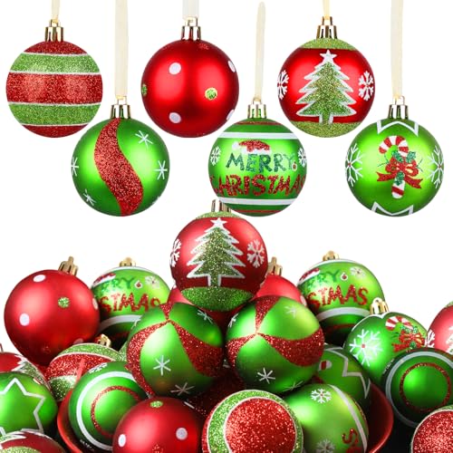 Boule de Noël extérieur scintillante rouge verte Lanpn 30pcs - 2