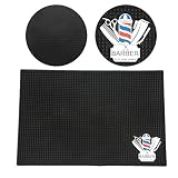 Uso amplio: el tamaño del tapete es lo suficientemente grande para múltiples herramientas, accesorio ideal para salones de belleza y peluqueros Se utiliza para colocar herramientas de peluquería, cortapelos, tijeras de alto grado, etc.