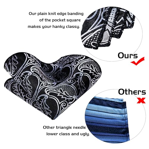 Image of 5PCS Tie and Pocket Square for Men, Silk Necktie and Handkerchief Cufflinks with Gold Ring and Lapel Pin Set