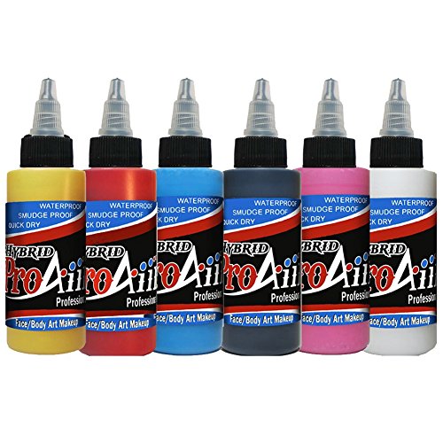 ProAiir Face and Body Painting Makeup - 6 Primary Colors - 1 oz (30ml)