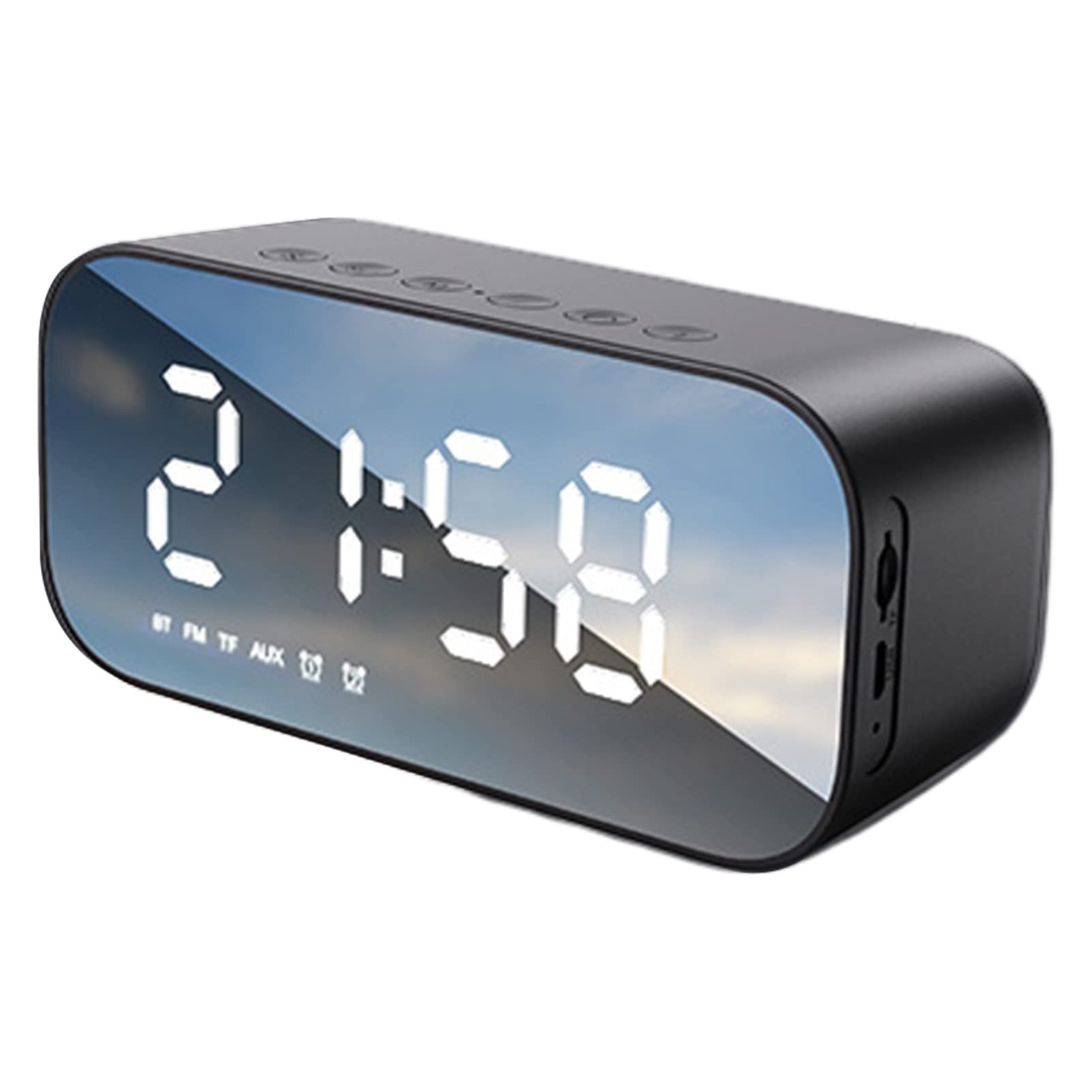 Teksome 5 Radio Reloj Despertador con Altavoz inalámbrico | Radio Despertador Digital portátil con Gran Pantalla LED Regulable - Altavoz inalámbrico estéreo de Larga duración para Viajes al Aire
