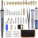 44 Pcs Wood Burning Kit, Hmount Professional Pyrography Set with LCD Display Adjustable Temperature Soldering Woodburning Pen, Embossing/Carving/Soldering Tips/Carrying Case