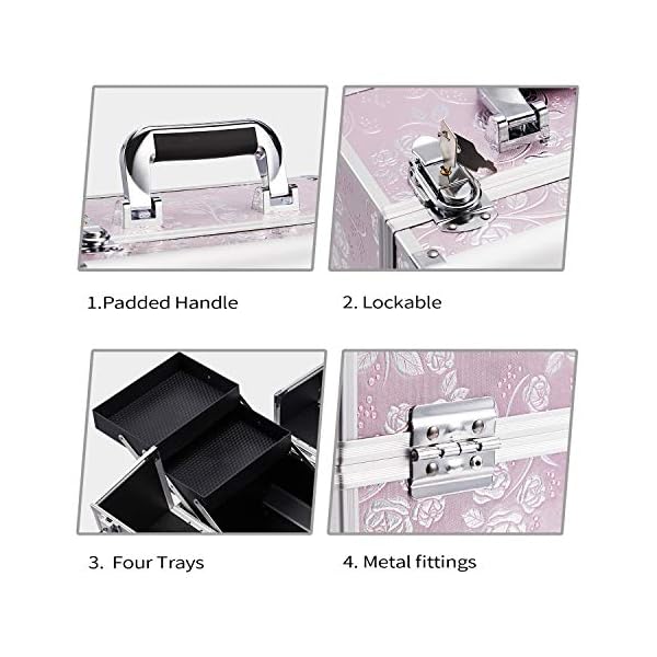 Kosmetikkoffer Schminkkoffer Leer Make up Koffer Nagelkoffer Friseurkoffer Beauty Case Schmuckkoffer Nageldesign Koffer Multikoffer – Bild 4