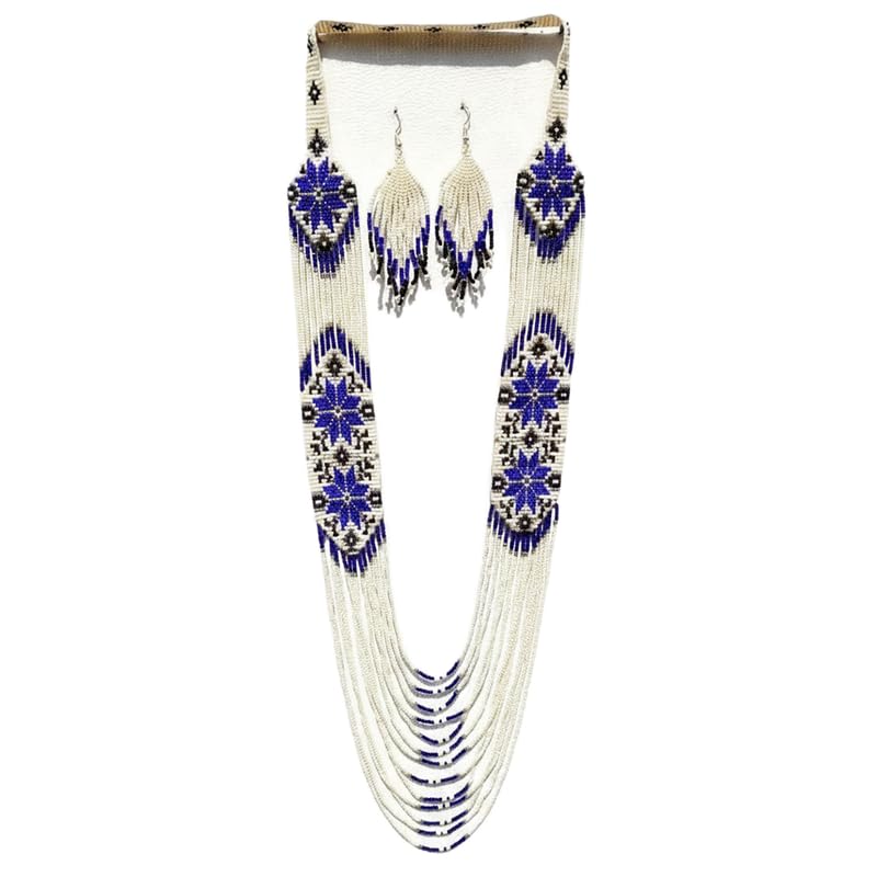 Gerdan ucraniano de cuentas azul zafiro el regalo tradicional ideal con pendientes para ella