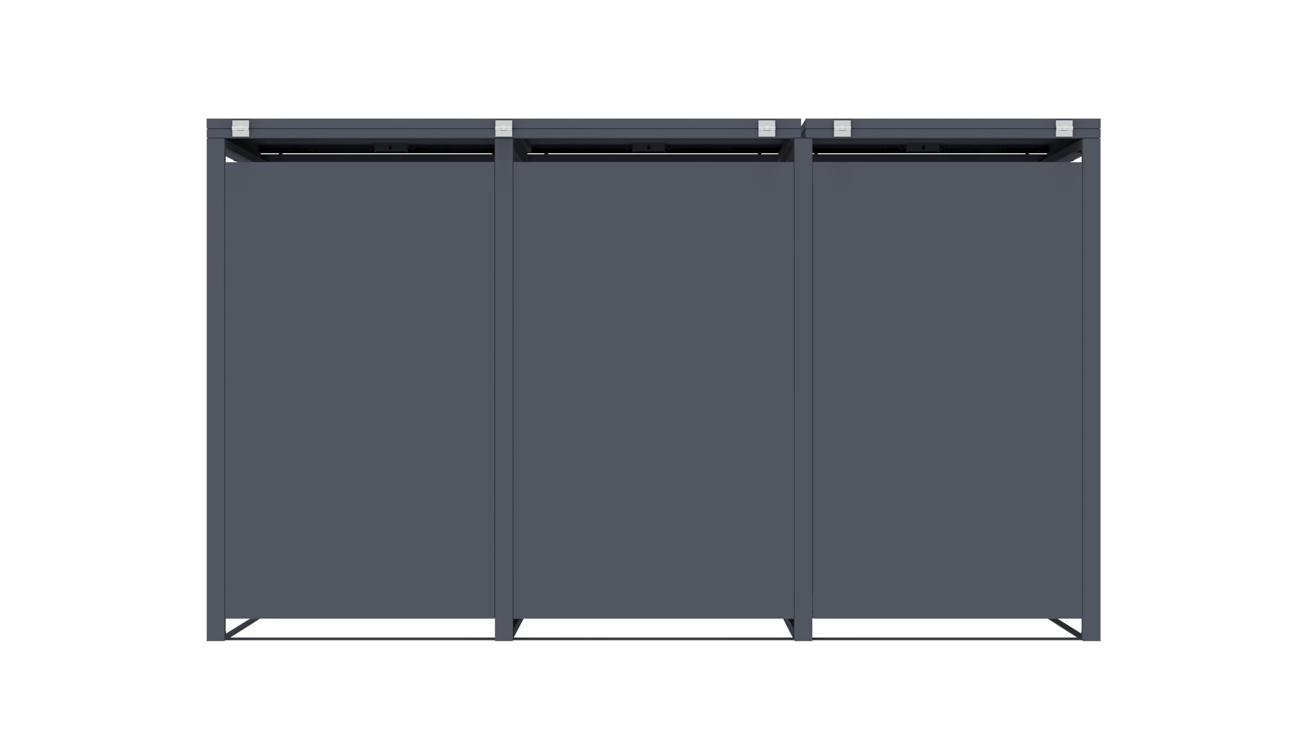 DEGAMO Mülltonnenbox 3-er Mülltonnenhaus BONN mit Fusspedal-Betätigung, für 3X Tonnen 120 und 240 Liter, Stahl verzinkt, Farbe anthrazit
