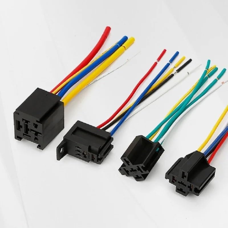 2PCS V4/V6/V7 Relay Socket with Wires 4pin 5pin 30A/40A 70A/80A 12V/24V DC for Automotive Head Light Air Condition Relay CIMWJOPS(2PCS V6 4PIN Socket)