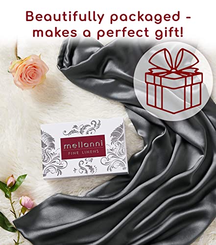 Mellanni Bed Sheet Set + Silk Pillowcase Bundle&Save - Hotel Luxury Bedding Sheets & Pillowcases - Bundle Includes: 4Pcs Bed Sheet Set And 1 Mulberry Silk Pillowcase For Hair And Skin (Queen, Gray) #TOP4