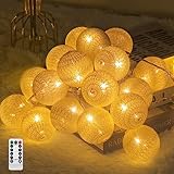 🎀【Dimmbares & Timer Kugellicht】Dieses cotton ball lichterkette wird mit einer fernbedienung, 8 lichtmodi geliefert: kombination, wellen, sequentiell, slo-glo, jagen/blitz, langsam ausblenden, funkeln/blitz, konstant hell . 5 helligkeitsstufen einstellbar (20 %, 40 %, 60 %, 80 %, 100 %), Sie können die gewünschte helligkeit frei einstellen, und der timer ist 6 stunden an und 18 stunden aus.
