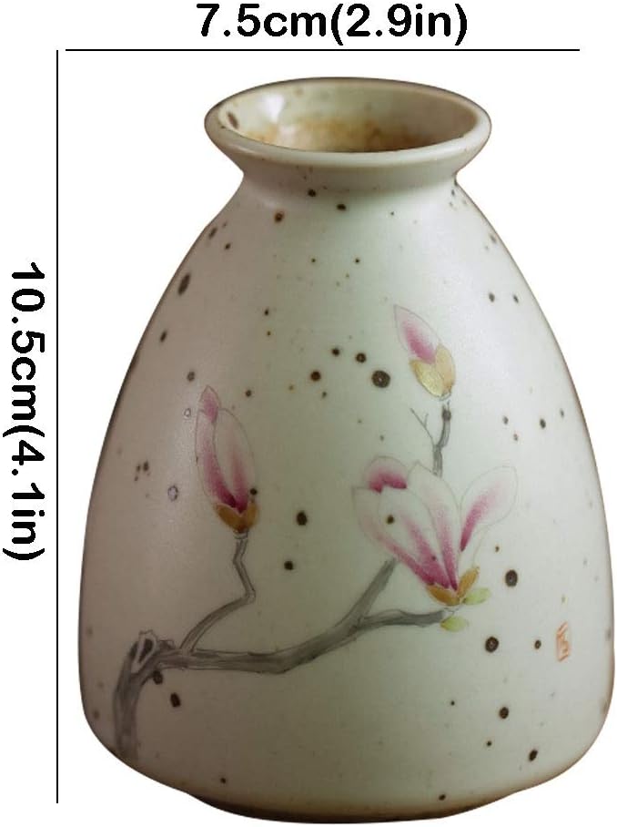 ミニ 【オレンジ】 手描き 植物花瓶セット、3点セット、中国陶器の花瓶