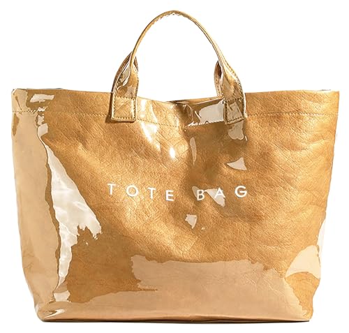 Bolsa Tote de PVC para mujer color marrón miniatura 1