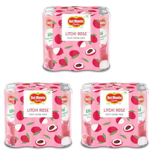 Image of Del Monte Litchi Rose Fruit Drink, Pack of 18, 240ml