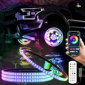 SUNPIE Wheel Lights for Truck Dreamotor Wheel Ring Lights for Trucks with Wide Angle for SUV/Cars w/17inch and 18inch Tire Rim w/Sequential LED&Turn Signal and Brake Light, Universal Kit