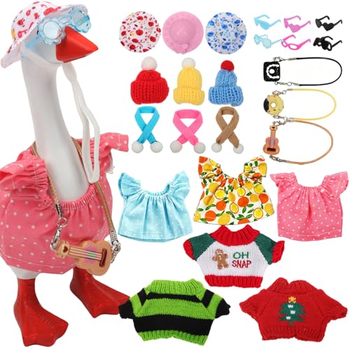 6 Sets Desk Goose Outfits 7 Inches Mini Desktop Goose Clothes