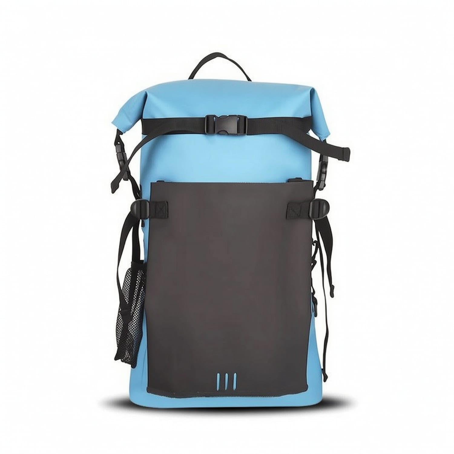Adjustable Dry Backpack with Mesh Pocket Water Resistant Rolltop Backpack with Side Pockets Heavy-Duty Daypack Lightweight for Hikers, Travelers, Hiking, Beach, Travel, Lake Blue, 30L-image-17