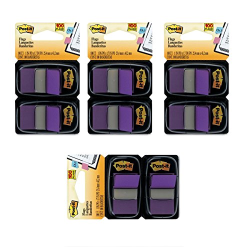 Post-it Banderas de 1 pulgada, tiras moradas para organizar apuntes de estudio y expedientes