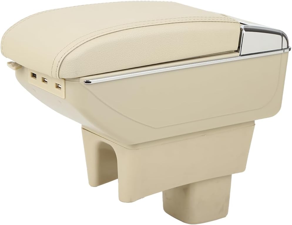 Car Center Console Armrest Storage Box Compatible with Suzuki Swift 2005 2006 2007 2008 2009 2010 2011 2012 2013 2014 2015 2016 2017 2018 2019 2020 2021 2022 2023 (Beige with 7USB)
