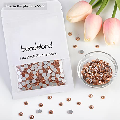 Image of Beadsland Flat Back Crystal Rhinestones, Champagne, SS30, 576pcs | Flatback Glass Gems, 6.3-6.5mm, for Nail Art Craft, Glue Fix,Light Peach
