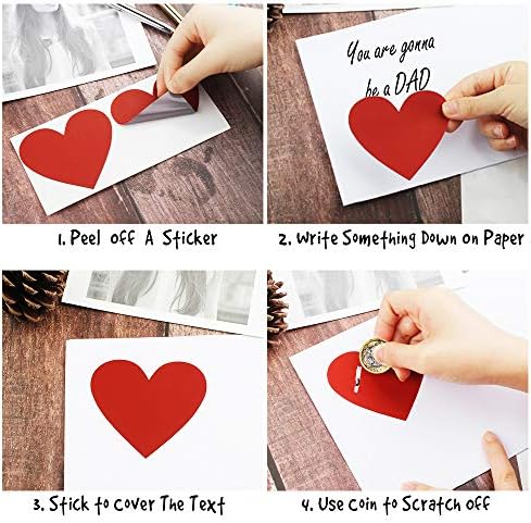 70 Count Scratch Off Stickers, 8cm Heart Shaped and Dialog Shaped Stickers for Greeting Card, Postcard, Message and Gift Bag