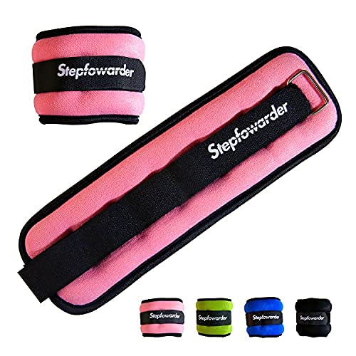 Stepfowarder 1-4 Lbs Ankle Weights Pair Set with Adjustable Strap for Arm, Hand & Leg, Walking, Jogging, Gymnastics, Aerobics - Ankle/Wrist Weights for Women, Men, Kids