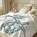 Sleepwish Sea Turtle Fleece Throw Blanket for Kids Soft Plush Aqua Blue Tortoise Sherpa Blanket for Couch Sofa Gift for Turtle Lovers, Queen (90