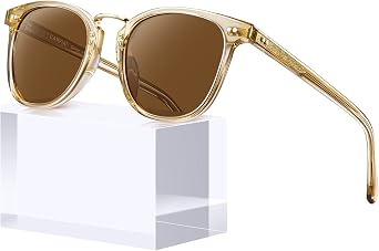 CARFIA Round Acetate Small Face Polarized Sunglasses for Women Fashion Retro Metal Bridge Shades CA5015