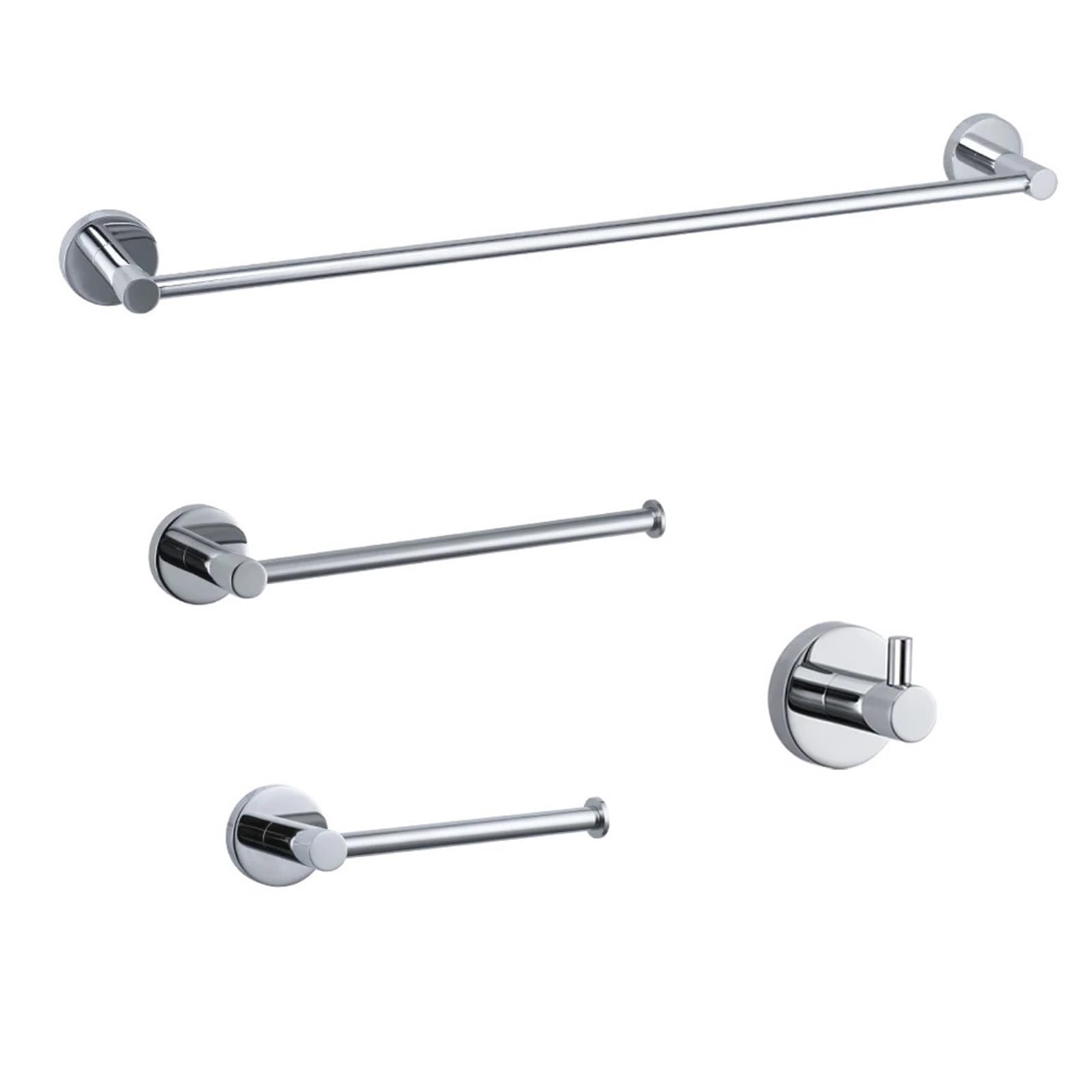 Porta Scottex Cucina Set di ferramenta for il bagno Anello portasciugamani cromato lucido Porta carta igienica Barra porta asciugamani Gancio Kit accessori(4Pcs Whole Set)