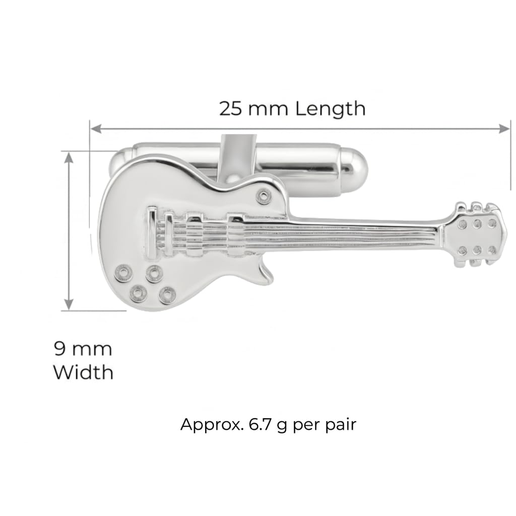 Alexander Castle Gemelos de plata de ley 925 con diseño de guitarra, gemelos novedosos para hombre con caja de regalo de joyería, regalos de música para hombres, Plata de ley, sin piedra