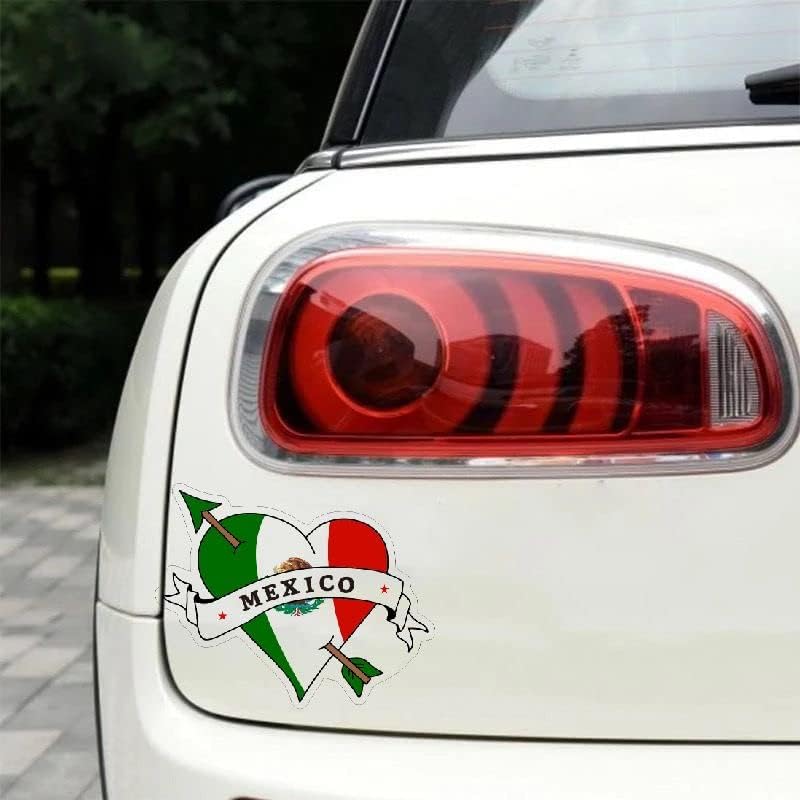 Miniatura 3 de MAKTEM Adhesivo de vinilo con forma de corazón de México, Love Mexico Fiesta, arte mexicano troquelado, 1 unidad