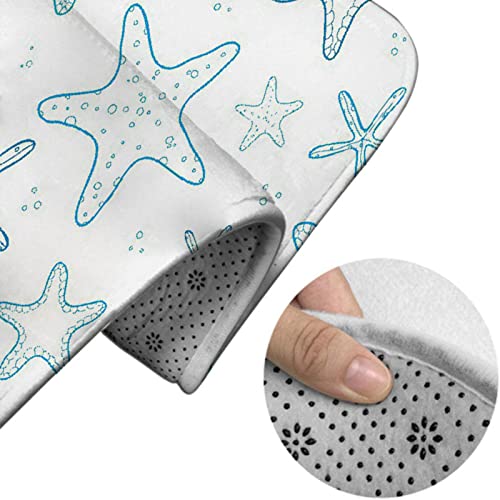 Badezimmerteppich-Set, 3-teilig, Starfish Blue Line Art, nahtloses Muster, waschbare Badteppiche, rutschfest, mit Rückenpolster, Konturteppich und Toilettendeckelbezug – Bild 5