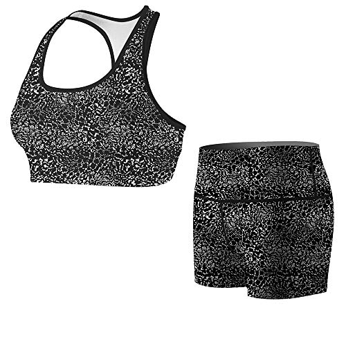 DEHAHA Customized Sports Bra Yoga Soft Compression Shorts Workout Fitness Sets,Black