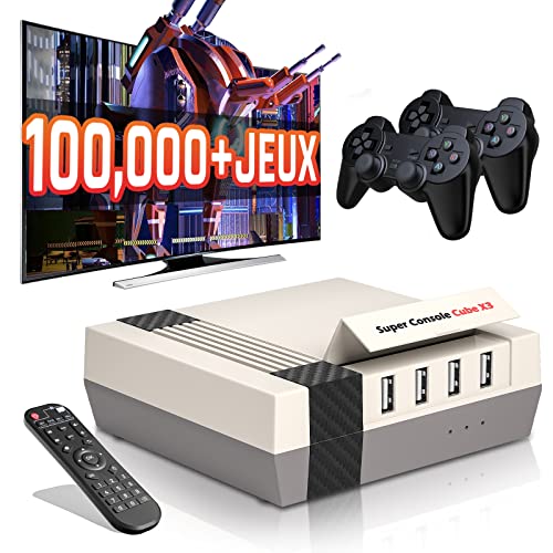 Kinhank Super Console de Jeux Rétro Cube X3 Intégrant 100,000+ Jeux Classiques, Console de Jeu Vidéo EmuELEC 4.5 ,Android9.0 Systems en 1,pour 4K Sortie, 2 gamepads, Compatible 70+ émulateurs Cover