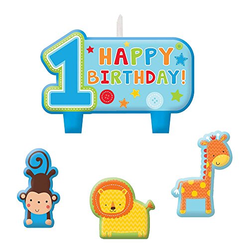 Amscan One Wild Boy 1st Birthday Candle Set, Medium, Blue